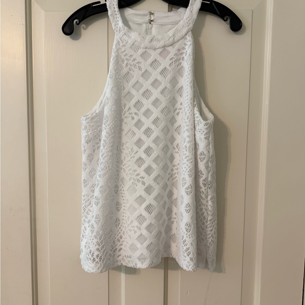 Lilly Pulitzer Cream Sleeveless Boxy Tank Top